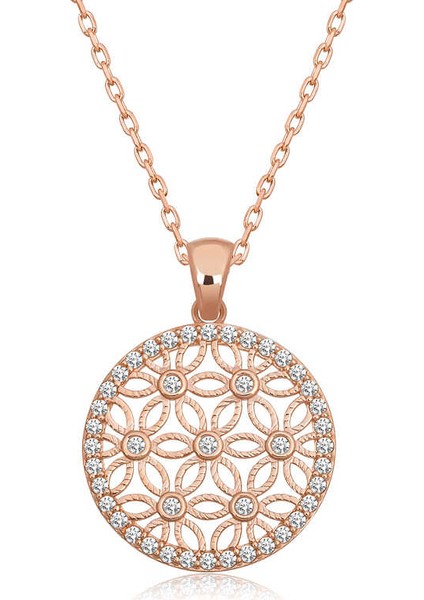 925 Ayar Gümüş Beyaz Taşlı Yaşam Çiçeği Kadın Gümüş Kolye (BC-38B1F9)