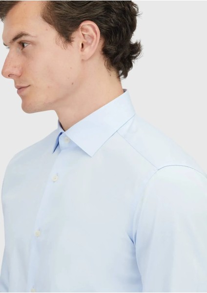 Koyu Mavi Düz Regular Fit Dokuma Klasik %100 Pamuk Gömlek fırsatları