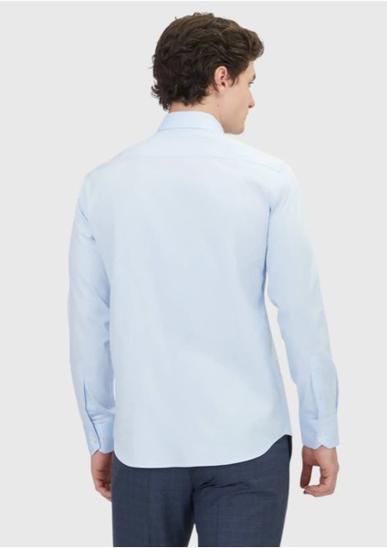 Koyu Mavi Düz Regular Fit Dokuma Klasik %100 Pamuk Gömlek indirimleri