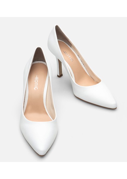 Kadın Deri Beyaz Stiletto