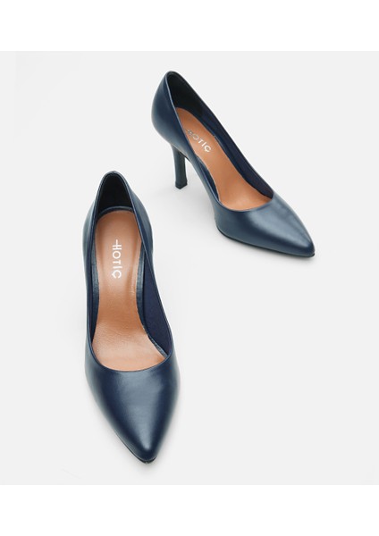 Kadın Deri Lacivert Stiletto