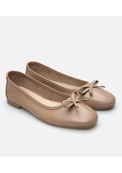 Kadın Deri Bej Babet
