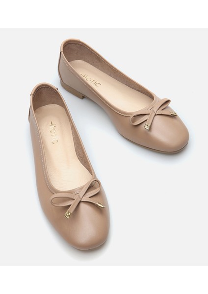 Kadın Deri Bej Babet