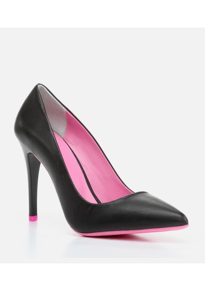 01AYH263820A100 Hakiki Deri Siyah Kadın Stiletto