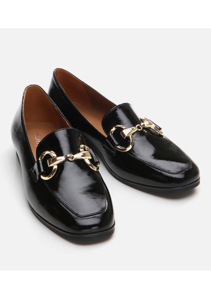 01Ayh290990A100 Deri Siyah Kadın Loafer