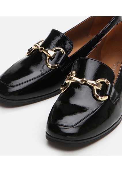 01Ayh290990A100 Deri Siyah Kadın Loafer