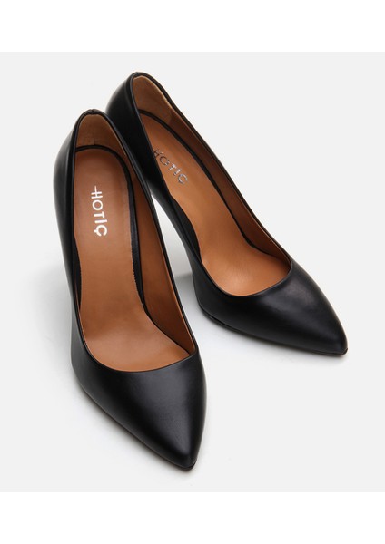 01AYH291090A100 Hakiki Deri Siyah Kadın Stiletto