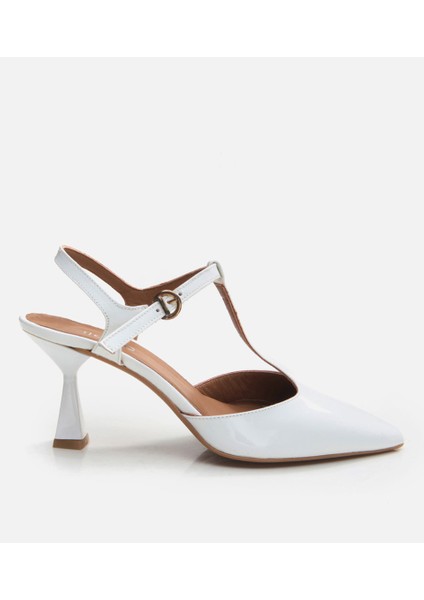 Kadın Deri Beyaz İnce Topuklu Stiletto