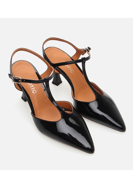 Kadın Deri Siyah İnce Topuklu Stiletto