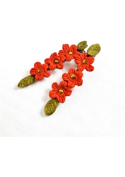 el Yapımı Taşlı Çiçek Desenli Polimer Kil 2’li Set Yan Saç Tokası / 7.5 cm fiyatları