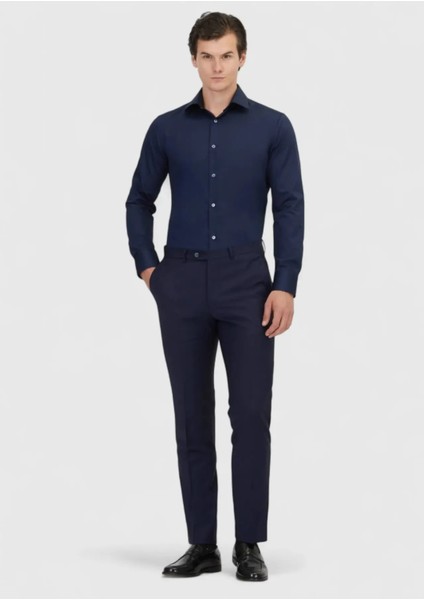 Lacivert Düz Regular Fit Dokuma Klasik %100 Pamuk Gömlek fiyatları
