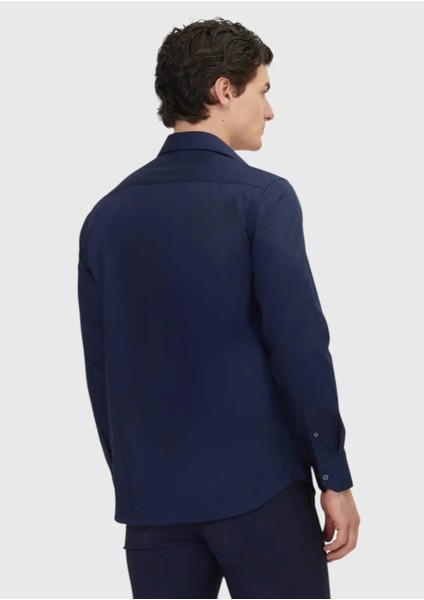 Lacivert Düz Regular Fit Dokuma Klasik %100 Pamuk Gömlek indirimleri
