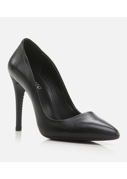 Kadın Deri Siyah Stiletto