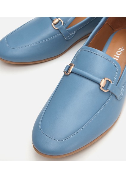 Kadın Deri Mavi Loafer