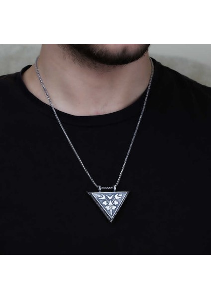 925 Ayar Gümüş Üçgen Içi Açılabilen Çiçek Muskalık Gümüş Kolye (BC-A65913) fiyatları