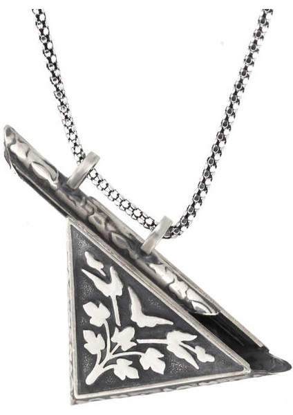 925 Ayar Gümüş Üçgen Içi Açılabilen Çiçek Muskalık Gümüş Kolye (BC-A65913) fırsatları