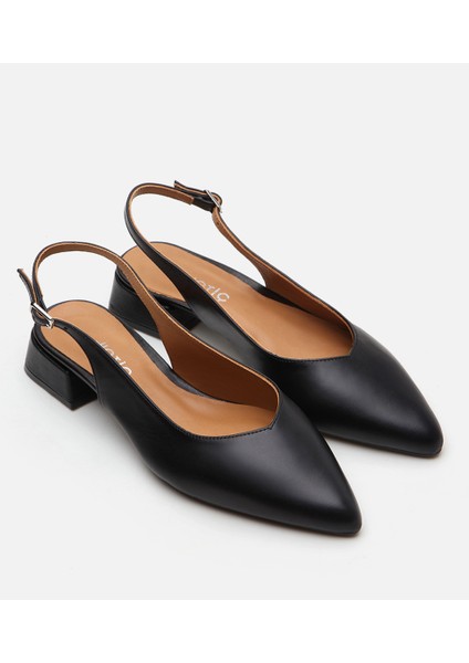 01AYH283330A100 HAKIKI Deri Siyah Kadın Babet