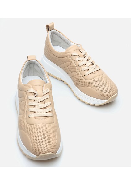 Kadın Deri Bej Spor Ayakkabı