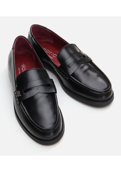 01Ayh291700A100 Deri Siyah Kadın Loafer
