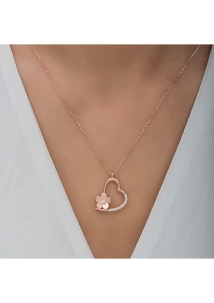 925 Ayar Gümüş Çiçekli Kalp Kadın Gümüş Kolye (BC-C83AD4) indirimleri