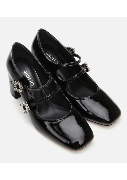 01AYH294960A100 MARY Jane Siyah Kadın Kalın Topuk