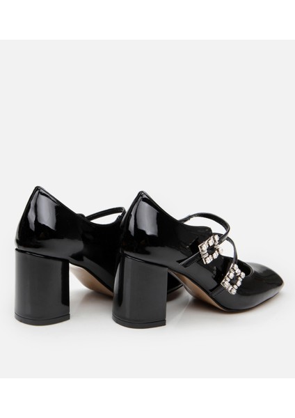 01AYH294960A100 MARY Jane Siyah Kadın Kalın Topuk