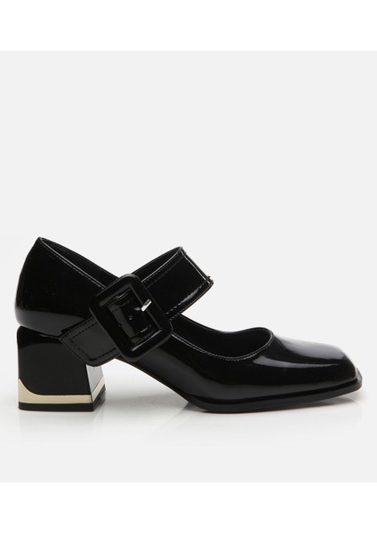 Kadın Mary Jane Siyah Kalın Topuklu Ayakkabı