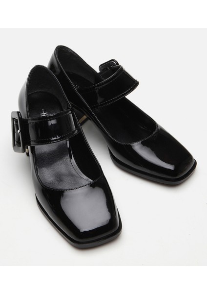 Kadın Mary Jane Siyah Kalın Topuklu Ayakkabı