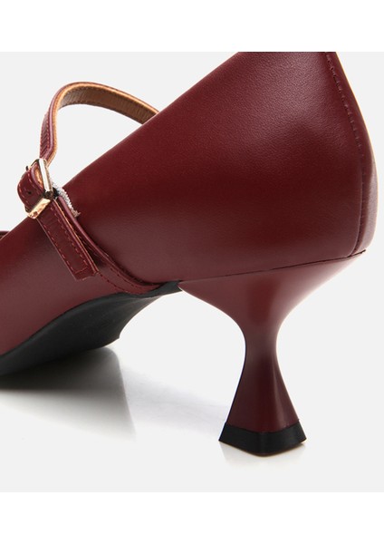 01AYH290860A780 MARY Jane Deri Bordo Kadın Stiletto