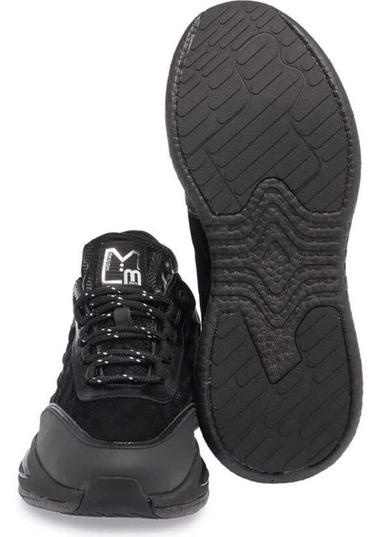 Siyah Deri-Tekstil Erkek Sneaker - E23S1AY56384-K0N