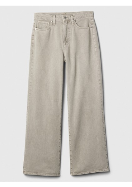 Kadın Gri High Rise Wide-Leg Jean Pantolon