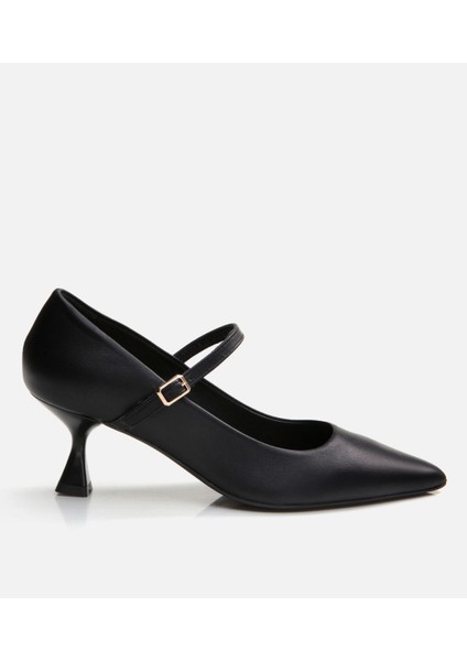 01AYH290860A100 MARY Jane Deri Siyah Kadın Stiletto