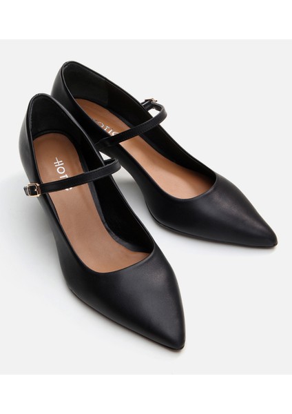 01AYH290860A100 MARY Jane Deri Siyah Kadın Stiletto