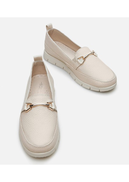 Kadın Deri Bej Loafer