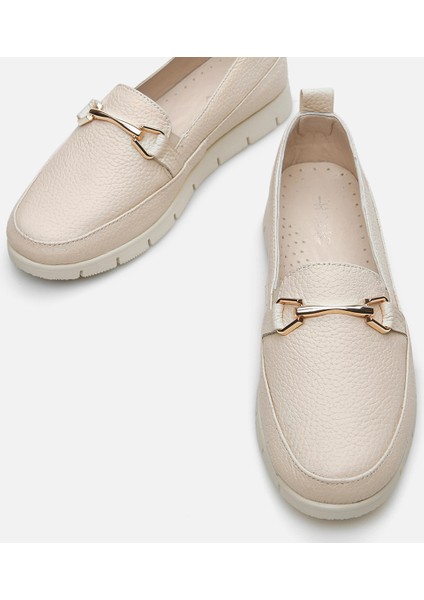 Kadın Deri Bej Loafer