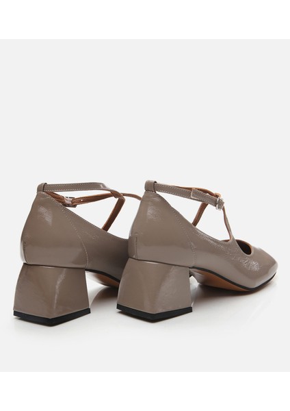 01AYH291050A450 MARY Jane Deri Vizon Kadın Kalın Topuk