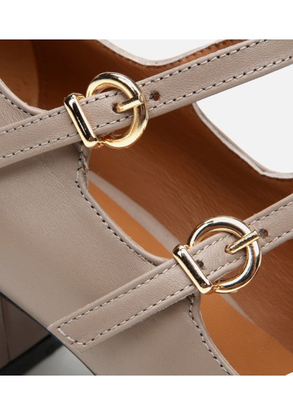 01AYH290850A450 MARY Jane Deri Vizon Kadın Kalın Topuk