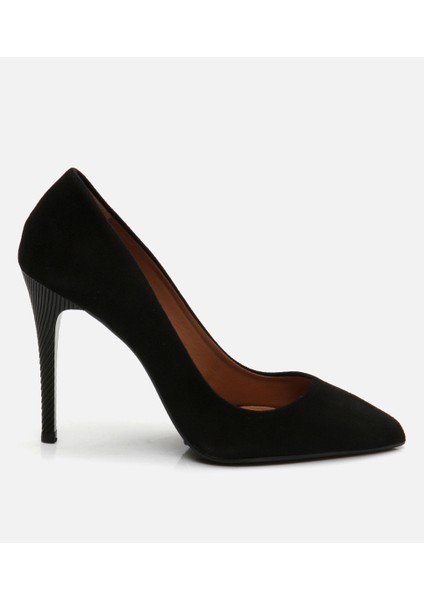 01AYH291080A100 Hakiki Deri Siyah Kadın Stiletto