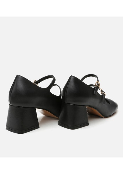 01AYH290850A100 MARY Jane Siyah Kadın Kalın Topuk