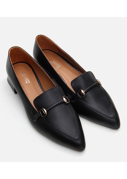 01AYH290820A100 Deri Siyah Kadın Loafer