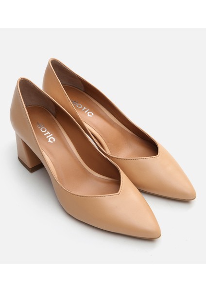 01AYH291210A340 HAKIKI Deri Camel Kadın Kalın Topuk