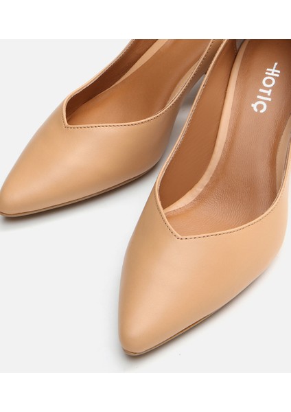01AYH291210A340 HAKIKI Deri Camel Kadın Kalın Topuk