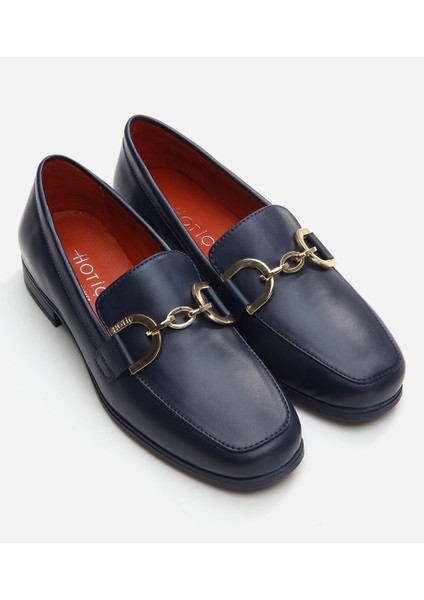01Ayh291750A680 Deri Lacivert Kadın Loafer