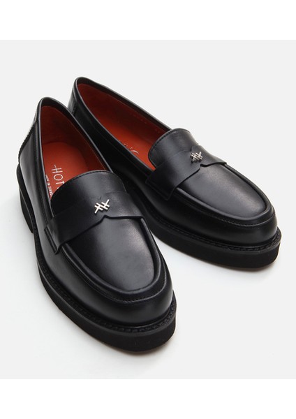 01Ayh291760A100 Deri Siyah Kadın Loafer