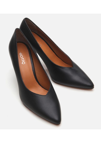 01AYH293500A100 HAKIKI Deri Siyah Kadın Stiletto