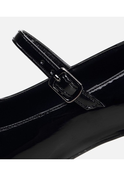 01AYH294510A100 MARY Jane Siyah Kadın Kalın Topuk