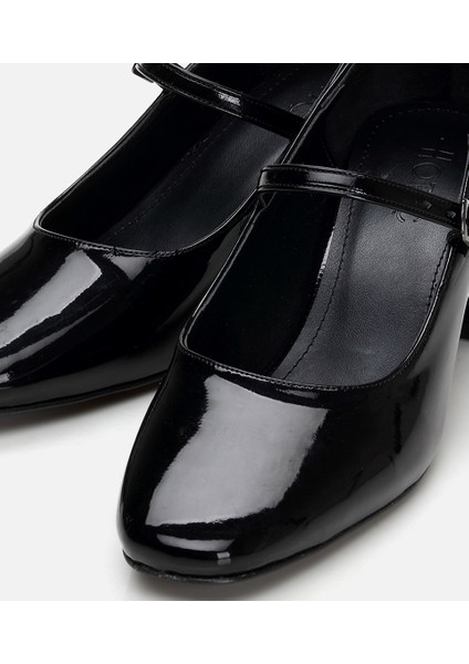 01AYH294510A100 MARY Jane Siyah Kadın Kalın Topuk