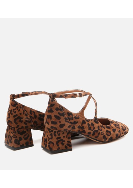 01AYH301430A379 MARY Jane Deri Leopar Desenli Kadın Kalın T