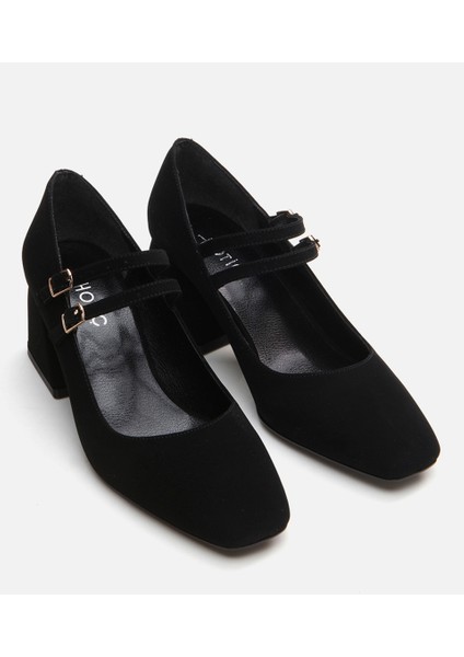 Kadın Mary Jane Siyah Kalın Topuklu Ayakkabı
