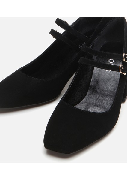 Kadın Mary Jane Siyah Kalın Topuklu Ayakkabı